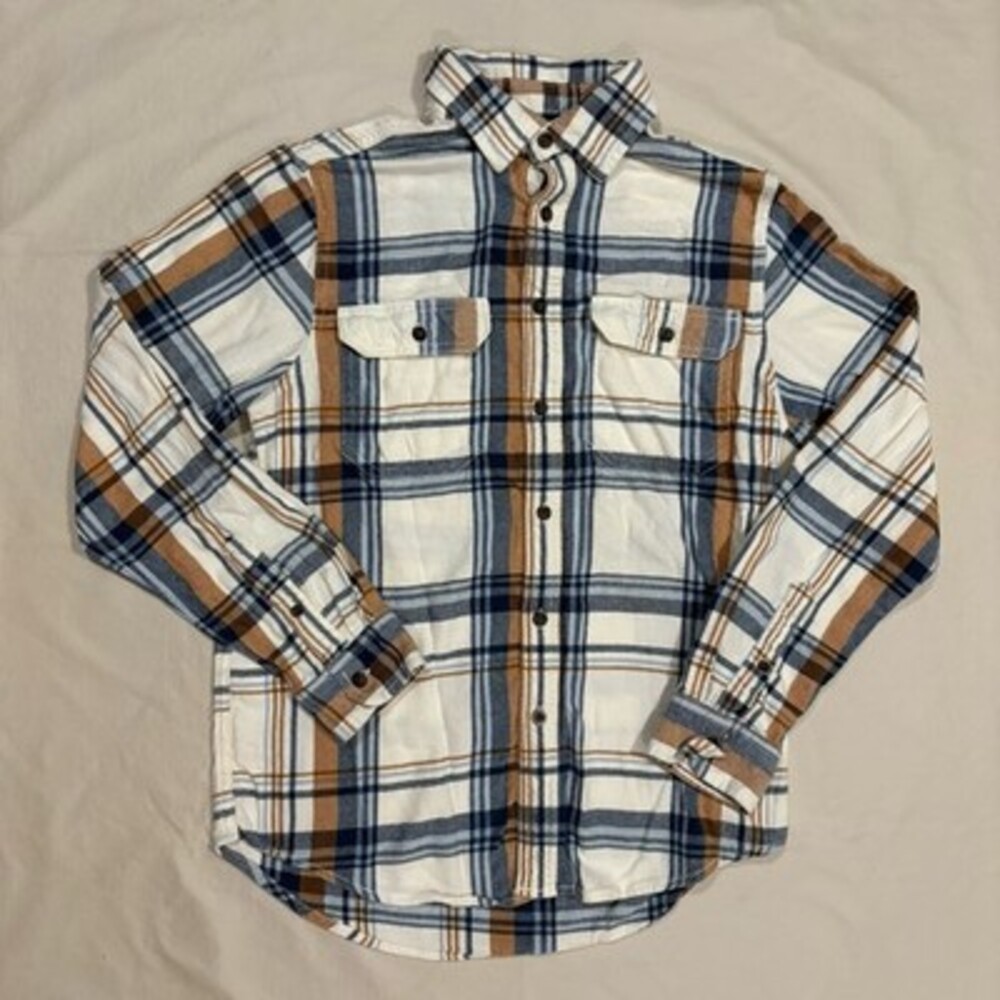 George Beige & Blue‎ Plaid Long Sleeve Button-Up Men's Size S